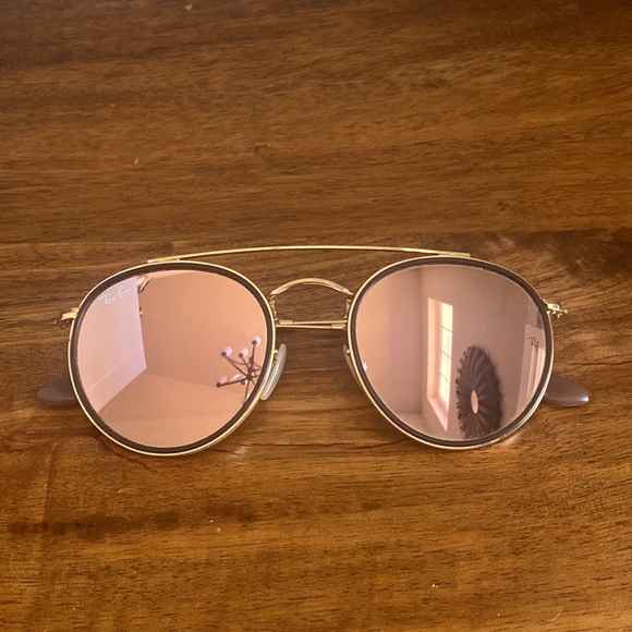Ray-Ban 3647N Round Double Bridge Mirrored Sunglasses with Case. Gold/Br… - Picture 9 of 16